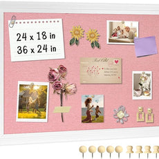 Large Pink Cork Board with Linen, 36