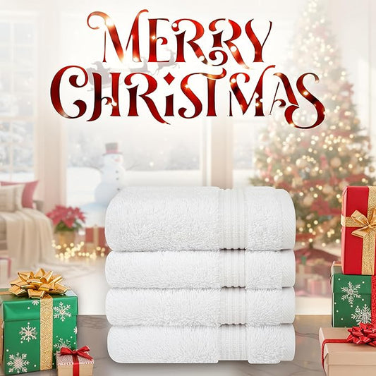 Cotton Paradise 100% Cotton Turkish Washcloth Set for Bathroom, 4 Piece Soft Absorbent Small Hand Face Towels Wash Rags, White