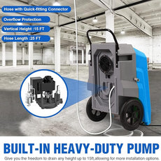 MOUNTO 180Pints LGR Industrial Dehumidifier with Pump and Drain Hose, Portable Commercial Dehumidifier with Wheels for Home, Basements, Garages, and Job Sites