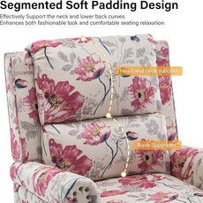 Recliner Chair, Modern Pushback Armchair with Adjustable Backrest & Footrest for Bedroom, Living Room (Pattern Floral,Set of 2)