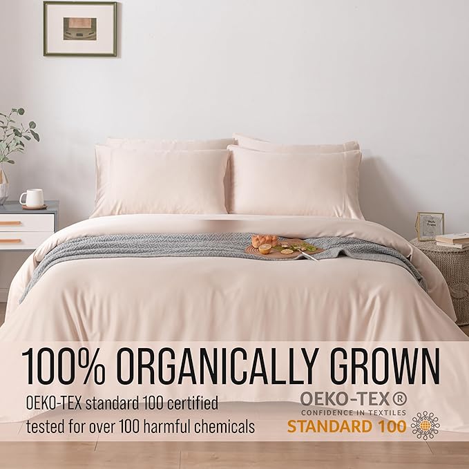 Bella Coterie 6 Piece Luxury Bamboo Viscose California King Size Sheet Set | 100% Organically Grown | Cooling for Hot Sleepers | 18" Deep Pocket | Soft & Hypoallergenic | 4 Pillowcases [Champagne]