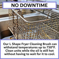 Deep Fryer Cleaning Brush – L-Shaped High-Temp Commercial Kitchen Tool - Heavy Duty Brass Bristles - Heat Resistant to 750F for Food Debris - Deep Fryer Cleaner - Made in USA by FryOilSaver Co. B53C