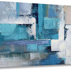AJAZIKO Large Living Room Wall Art, Modern Wall Decor - Blue Abstract Canvas Artwork, Pictures for Office Wall Decor, Suitable for Bedroom and Living Room Decor, 29x58IN