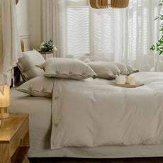 JELLYMONI Cotton Duvet Cover Full Size - Linen Gray Comforter Cover with Button 100% Washed Cotton 3PCS Breathable Soft Solid Bedding Set Duvet Cover 80×90in & 2 Pillowcases (NO Comforter)