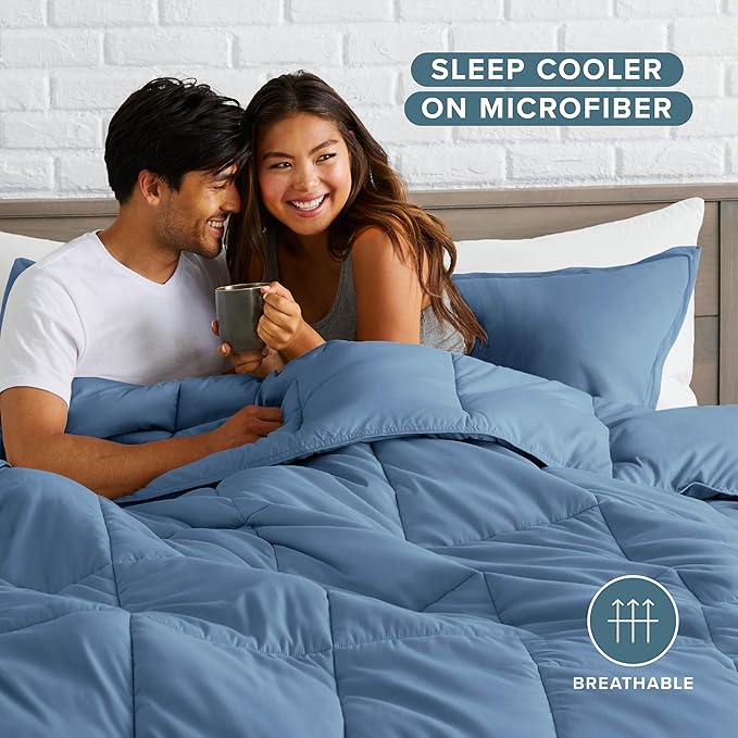 Bare Home Comforter Set - Oversized Queen Size - Ultra-Soft - Goose Down Alternative - Premium 1800 Series - All Season Warmth (Oversized Queen, Coronet Blue)