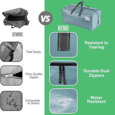 VENO 4 Pack Moving Bags w/Backpack Straps, Heavy Duty, Moving Boxes Alternative, Packing Supplies, Large Storage Totes for Dorm Room Essentials with Zipper for Clothes (Shiny Light Blue, 4 Pack)