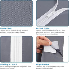 VIPEK V5C Portable Bedroom Armoires Wardrobe Closet with Cover, Heavy Duty Covered Clothes Rack Adjustable Closet Rack, White Metal Clothing Rack with Grey Oxford Fabric Cover, 70.1