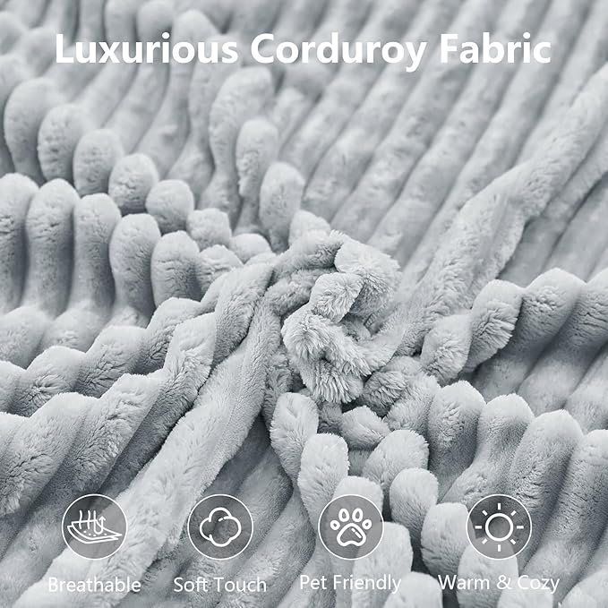 107" Cloud Sectional Couch with L-Shape Chaise, Modern Modular Comfy Sofa Chaise Longue, Upholstered Corduroy Couches Sleeper with Deep Seat for Living Room Bedroom, No Assembly Required, Grey