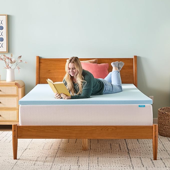 Linenspa 2 Inch Gel Swirl Memory Foam Mattress Topper – Cooling Gel Infused – Pressure Relieving Bed Topper - Mattress Pad – CertiPUR Certified - King Size