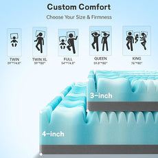 4 Inch Memory Foam Mattress Topper, 7-Zone Queen Mattress Topper with Cooling Gel, CertiPUR-US Certified for Pressure Relief & Enhanced Sleep Comfort