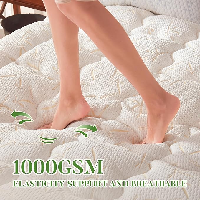 100% Waterproof Queen Size Mattress Topper, Thick Pillow Top Mattress Pad，Up to 21 Inch Deep Pocket,Soft Breathable Mattress Pad for Back Pain, Protector Cover(Beige)