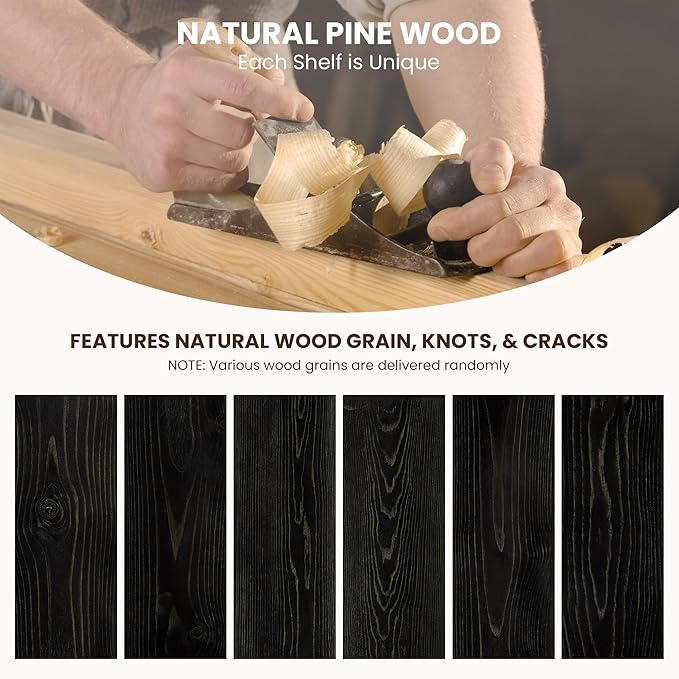 Fireplace Mantel - Wall-Mounted Mantles for Over Fireplace - Farmhouse Floating Shelves - Handcrafted Wood Mantels - 48 X 8 X 5 - Black