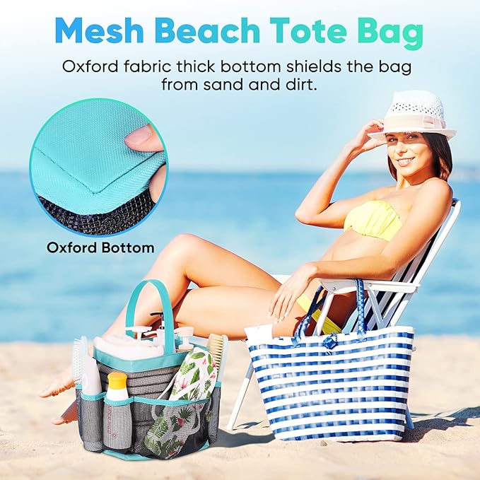 EUDELE Mesh Shower Caddy Portable for College Dorm Room Essentials with 8-Pocket Large Capacity,Shower Bag for Beach,Swimming,Gym,Travel essentials