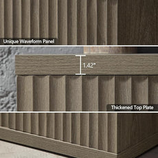 SICOTAS Buffet Cabinet with Storage Accent Sideboard Modern Credenza with Doors & Shelves Fluted Media Console Mid Century Coffee Bar Table for Living Room Kitchen Dining Room Hallway (4PCS)