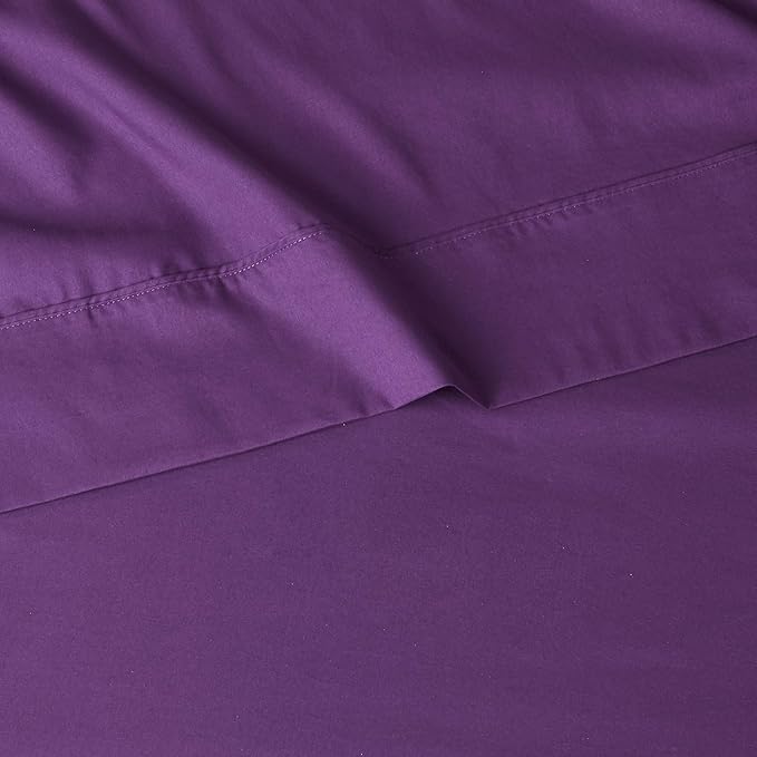 Amazon Basics Lightweight Super Soft Easy Care Microfiber 3 Piece Bed Sheet Set With 14-inch Deep Pockets, Twin X-Large, Plum, Solid AmazonBasics