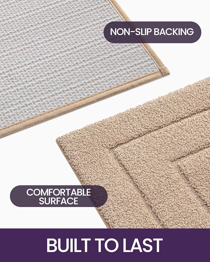 DEXI Bathroom Rug 72x24, Non Slip Washable Bath Mat Runner for Shower Floor, Extra Long Absorbent Soft Bathmat with Rubber Backing, Quick Dry Microfiber Carpet, Beige