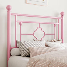 SHA CERLIN 14 Inches Twin Size Metal Platform Bed Frame/Vintage Iron-Art Headboard and Footboard/Mattress Foundation for Storage/No Box Spring Needed/Noise-Free/Easy Assembly/Pink