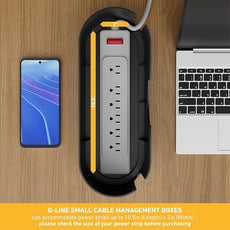 D-Line Cable Management Box, Power Strip Cover, Floor Outlet Hider, Desk Cord Organizer, Hide Extension Leads, 12.75