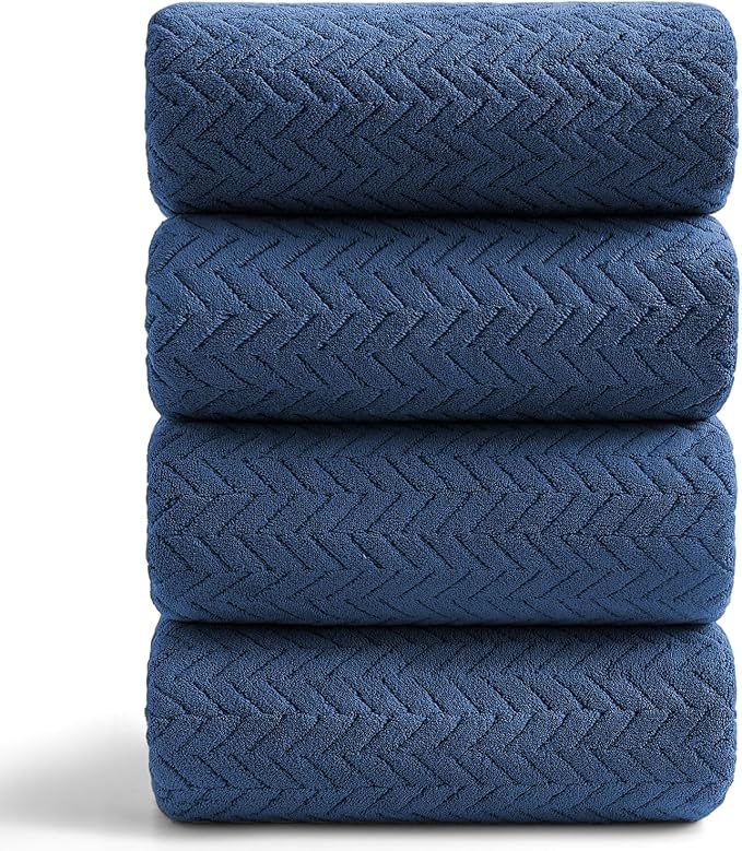 Ferdilan Extra Large 4 Pack Bath Towels Set 35"x70" Navy Blue Oversized Bath Sheet Towels, 600 GSM Ultra Soft & Absorbent Towels for Bathroom, Quick Dry Towel for Gym Hotel Camp Pool