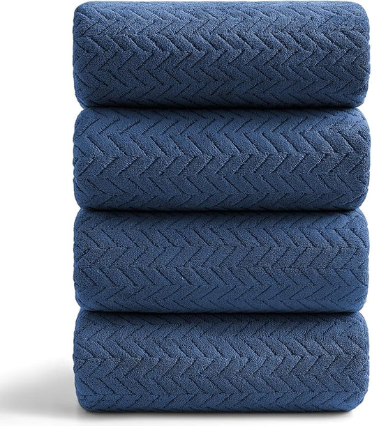 Ferdilan Extra Large 4 Pack Bath Towels Set 35"x70" Navy Blue Oversized Bath Sheet Towels, 600 GSM Ultra Soft & Absorbent Towels for Bathroom, Quick Dry Towel for Gym Hotel Camp Pool