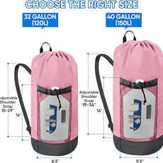 BALEINE 150L Laundry Bag Backpack, 900D Oxford Fabric Large Travel Laundry Bags with Shoulder Straps and 2 Mesh Pockets for College Dorm, Apartment, Laundromat (Pink, 150L)