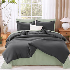 Litanika Comforter Set, Lightweight Solid Bedding Comforter Set, Fluffy Down Alternative Bed Set, Dark Grey, California King