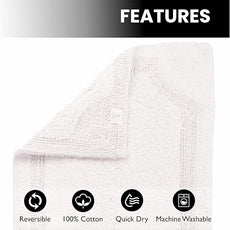 voyzz home Set of 2 Reversible Bath Rug 20x32 inch -17x24 inch | 100% Cotton Hand Tufted Soft & Absorbent Bath Mat|Washable Quick Dry Shaggy Shower Mat | Non-Slip Mordern Bathroom Decor | White…