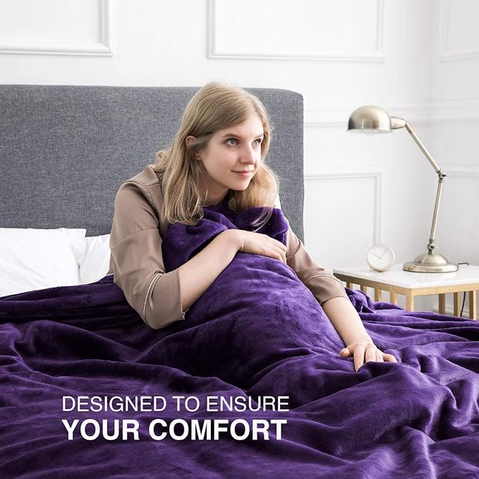 IR Imperial Rooms Fleece Blankets Queen Size 90 x 90 Inches - Super Soft Fluffy Purple Throw Blanket for Sofa and Bed - Warm and Cozy Lightweight 400 GSM Microfiber Bed Throws Blankets
