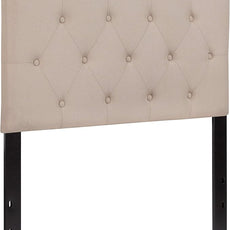 EMMA + OLIVER Twin Size Tufted Upholstered Headboard with Adjustable Metal Bed Rail Slots, Modern Fabric Upholstered Twin Headboard, Beige