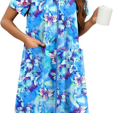 Ekouaer Women Robe Zipper Front Mumu Duster Robes Zip Up Housecoat Soft Sleepwear with Pockets