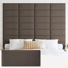 IFNOW Upholstered Wall Mounted Headboard, 3D Soundproof Wall Panels Peel and Stick for King Size, Reusable and Removable Tufted Bed Headboard in Brown (12 Panels, 10