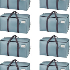 VENO 8 Pack Moving Bags, Upgraded Heavy Duty, Moving Boxes Alternative, Packing Storage Supplies for Dorm Room Essentials with Zipper for Clothes, Large Totes for Packaging (Light Blue, 8 Pack)