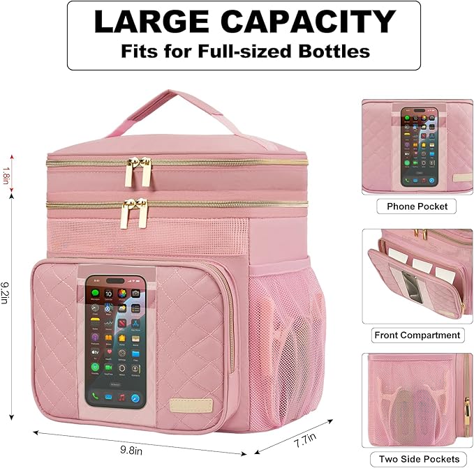 Portable Shower Caddy College, Quickly Dry Tolietry Mesh Tote Bag for Dorm Room Essentials, Hanging Bathroom Organizer Bag for Travel, Gym, Camping (Pink)