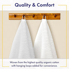 100% Organic Zero-Twist Cotton Towels - GOTS Certified Luxury Bath Towels - Ultra Soft & Plush 700GSM Long-Staple Cotton - 6 Piece Towel Set (White)