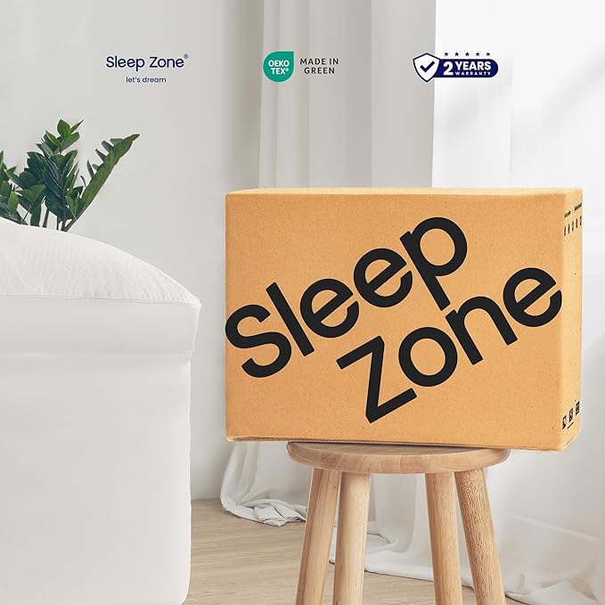 SLEEP ZONE Mattress Topper Twin XL Size, Extra Thick Fitted Mattress Pad for Back Pain, Plush and Support Mattress Cover, Deep Pockets Mattress Protector, Hotel Quality (White, Twin XL)