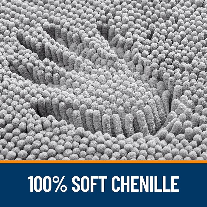 OLANLY Bathroom Rugs 35x24, Extra Soft Absorbent Chenille Bath Rugs, Rubber Backing Quick Dry, Machine Washable Bath Mats for Bathroom Floor, Tub and Shower, Home Decor Accessories, Grey