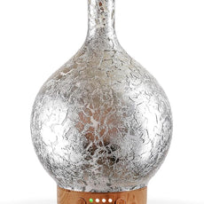Porseme Silver Plated Essential Oil Diffuser Glass Aromatherapy Ultrasonic Humidifier Cool Mist, Auto Shut-Off,Timer Setting, BPA Free for Home Hotel Yoga Leisure SPA Office Premium Gift 150ml