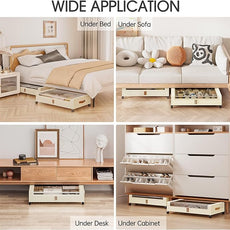 Yecaye Under Bed Storage with Wheels, 2 Pack Under Bed Storage Containers, 60L Underbed Shoe Storage with Clear Window & Label, Rolling Under Bed Metal Drawer for Clothes, Shoes, Books, Blankets