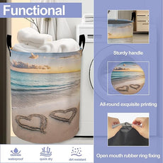 Laundry Basket-Starfish On A Beach Sand Foldable Waterproof Oxford Cloth Funny Tote Bag Laundry Hamper Clothes Storage Bucket Organizer For Bathroom/Laundry Storage/Bedroom Storage Basket