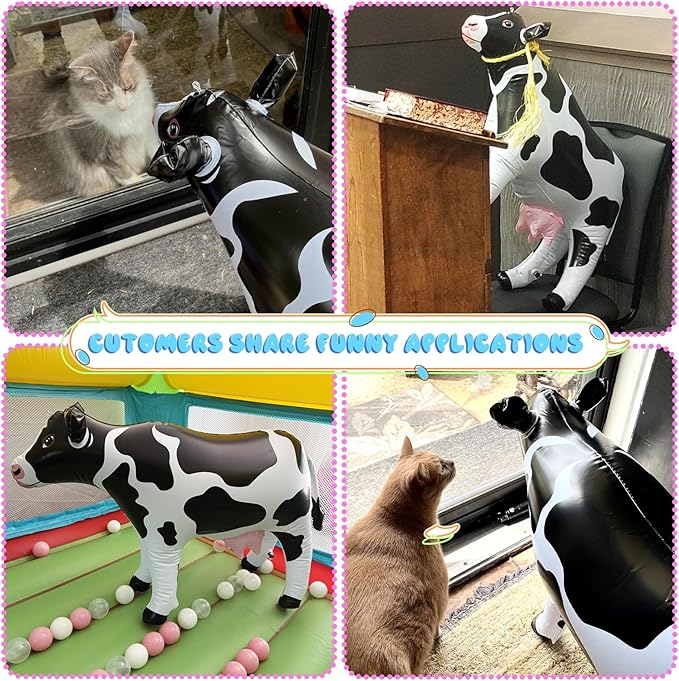 37" Long Inflatable Cow for Inflatable UFO 22" Tall Giant Cow Blow Up Decorations Animals Theme Outdoor Party Indoor Decor