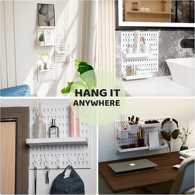 Mo0yuu'life LeDeGine Pegboard Combination Kit, Wall Hanging Organizer, for Bedroom, Bathroom, Kitchen, Office to Storage, Organization, Decorative Display (6 boards and 31 Accessories)