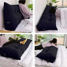 10 lbs Thickened Headboard Pillow Wedge Pillow Headboard Reading Pillow Bed for Comfortable Backrest Reading Triangular Pillow with Side Pocket Backrest Pillows for Sitting in Bed Black Full