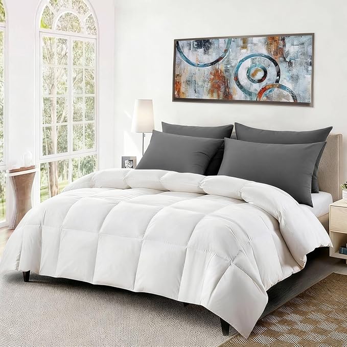 Flat Ultra Thin Bed Pillows Standard Size Pillow Set of 2 Extra Soft Down Alternative for Stomach Side Back Sleeper Dark Grey 20x26inches