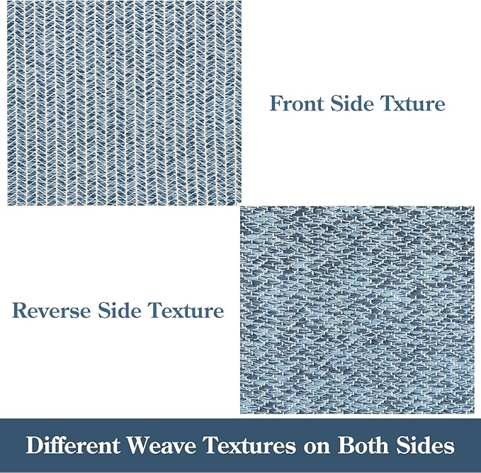 Lahome Boho Bathroom Rugs, Small 2x3 Front Door Bath Mats Lightweight Entryway Rug Woven Cotton Area Rug with Tassels, Farmhouse Blue Throw Rug Washable Low Pile Carpet for Kitchen