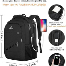 MATEIN 18.4 Inch Laptop Backpack 50 L, Extra Large Anti Theft Carryon Backpack TSA Approved, Work Business Bag with Multiple Compartments & Luggage Strap for Travel, Gifts for Men Women, Black