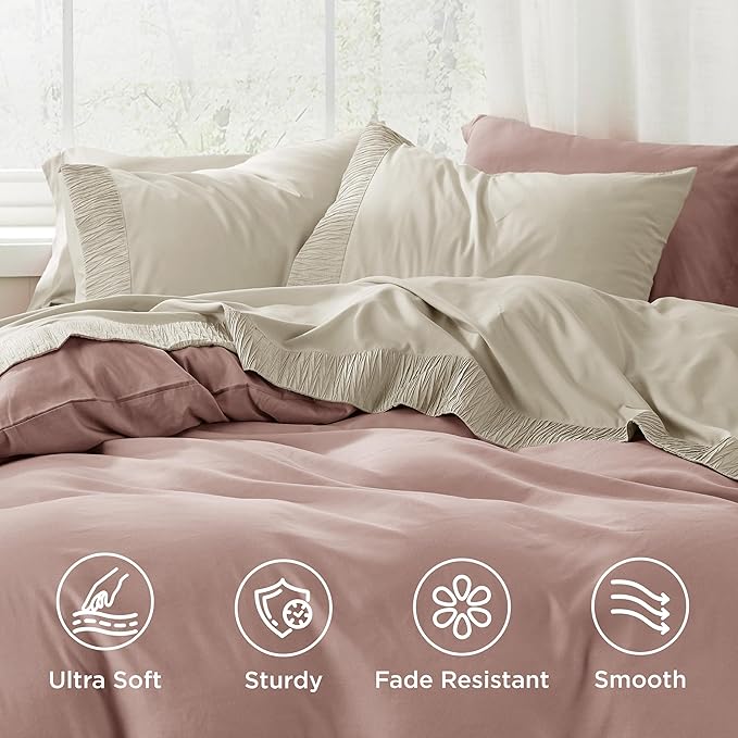 Bedsure Queen Sheet Set - 4 Pieces Soft Queen Size Sheets - Breathable & Cooling - Hotel Luxury - Easy Care Polyester Microfiber Bedding for Women, Men, Linen