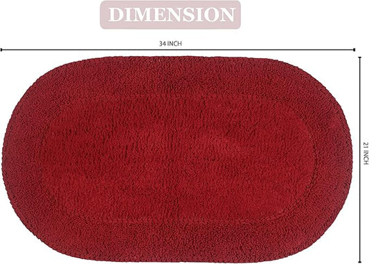 Home Weavers Double Ruffle Collection 100% Cotton Bathroom Rugs Set, Washable Rug, Extra Soft and Absorbent Bath Rug, Kitchen Mat, Bath Mat Set, Bath Floor Mat Non Slip, 21"x34" Rectangle, Red