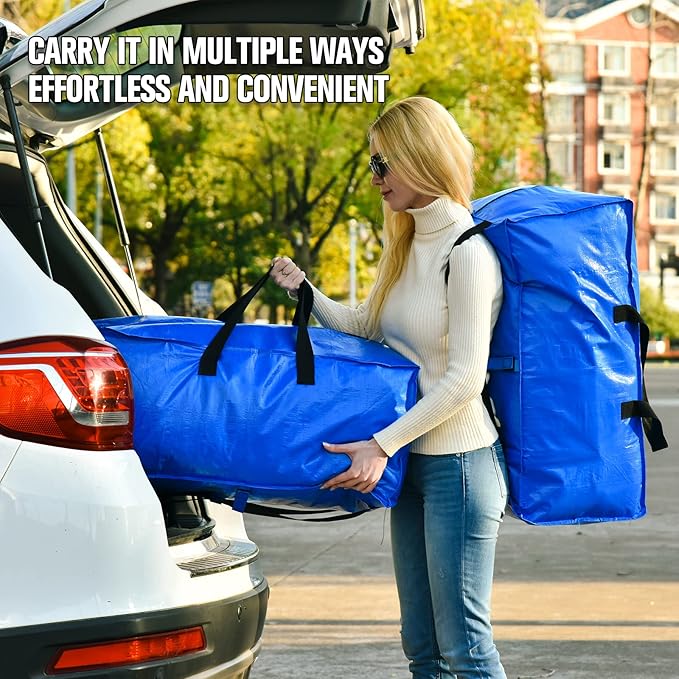 Moving Bags, Large Heavy Duty Moving Boxes for Space Saving Moving Storage, Moving Supplies, Totes for Storage with Backpack Handles Zipper（5 Pack）