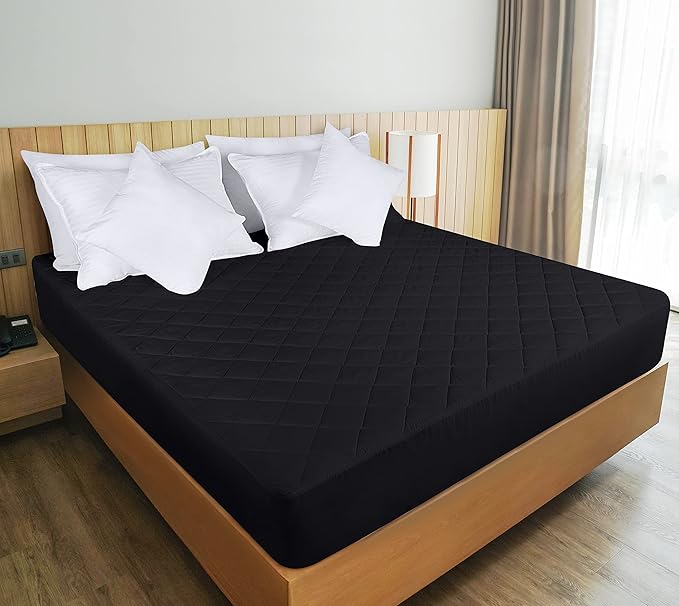 Utopia Bedding Quilted Fitted Mattress Pad, King Size, Elastic Fitted Mattress Topper Protector and Cover with Deep Pocket Stretches up to 16 Inches, Machine Washable (Black)