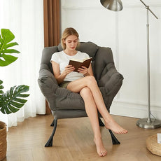 HollyHOME Lazy Chair with Armrest and Side Pocket, Comfy Accent Lounge Chair,Leisure Sofa Armchair for Living Room, Bedroom, Dorm, or Small Spaces, Oversized Reading Sofa Chair,Dark Grey